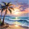 5D Coconut Tree Diamond Art Beach Sunset Diamond Painting Kit for Adults, DIY Full Drill Crystal Rhinestone Arts and Crafts (s12X12)